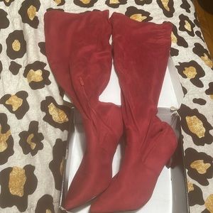 Size 12 Torrid cherry red thigh boots